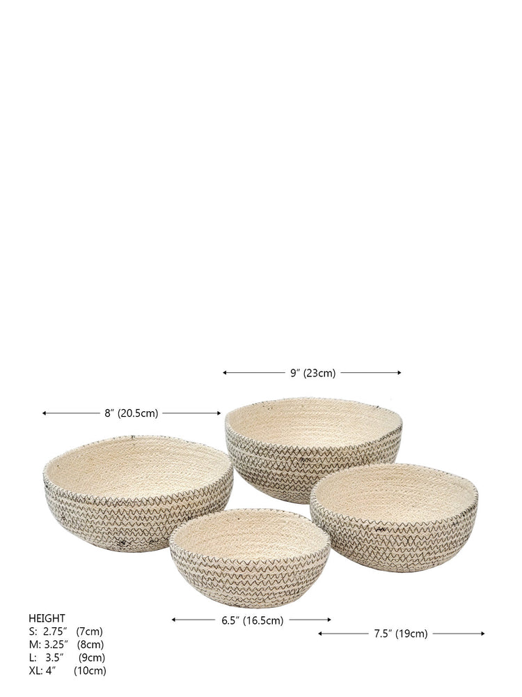 Amari Jute Round Bowl - Black Accents(Set of 4)