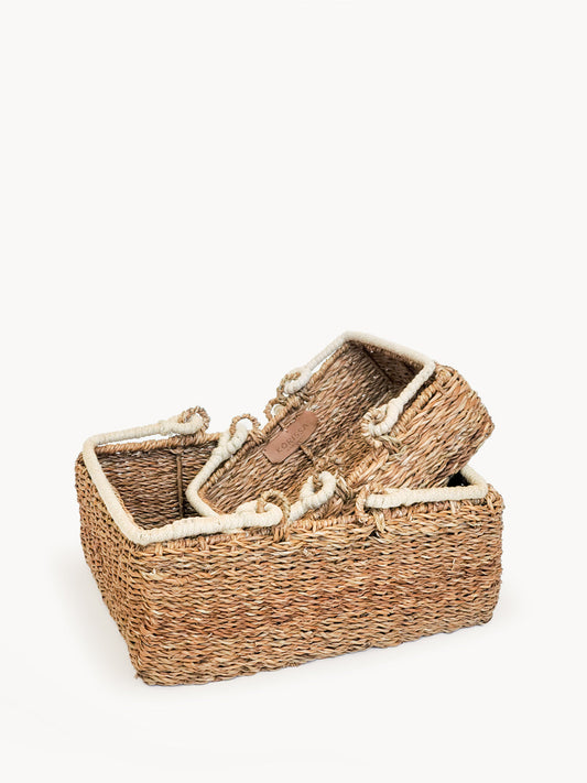 Seagrass & Jute Savar Storage Basket With Handle