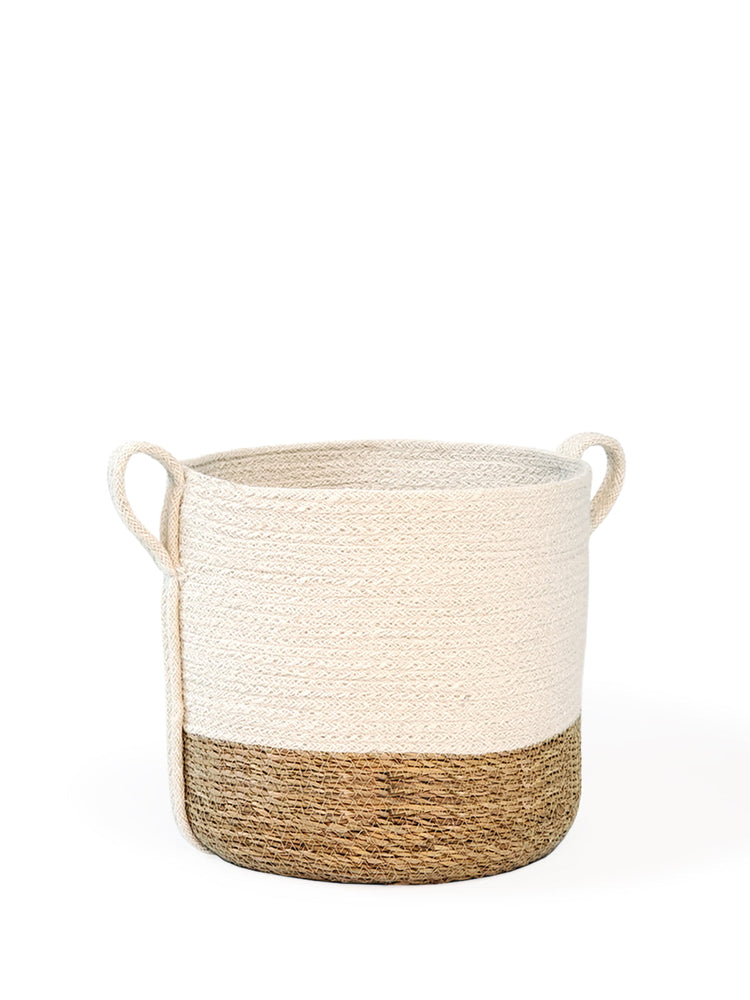 Seagrass & Jute Savar Basket with Side Handles