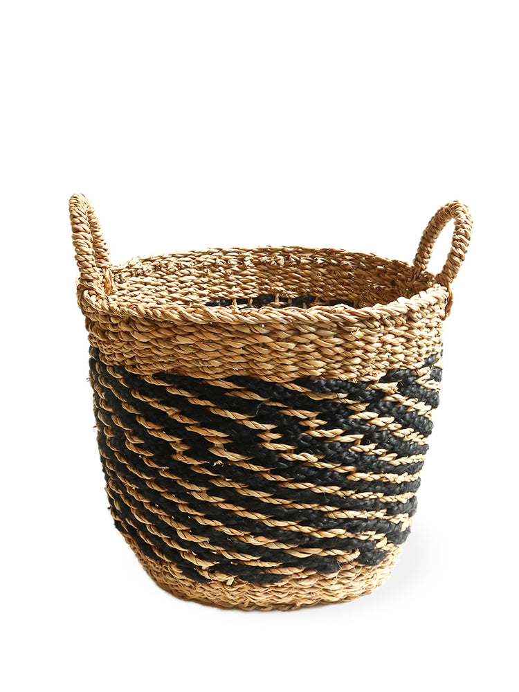 Seagrass & Jute Ula Mesh Basket - Black