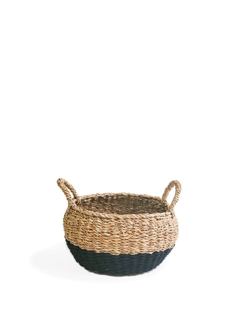 Seagrass & Jute Ula Floor Basket - Black