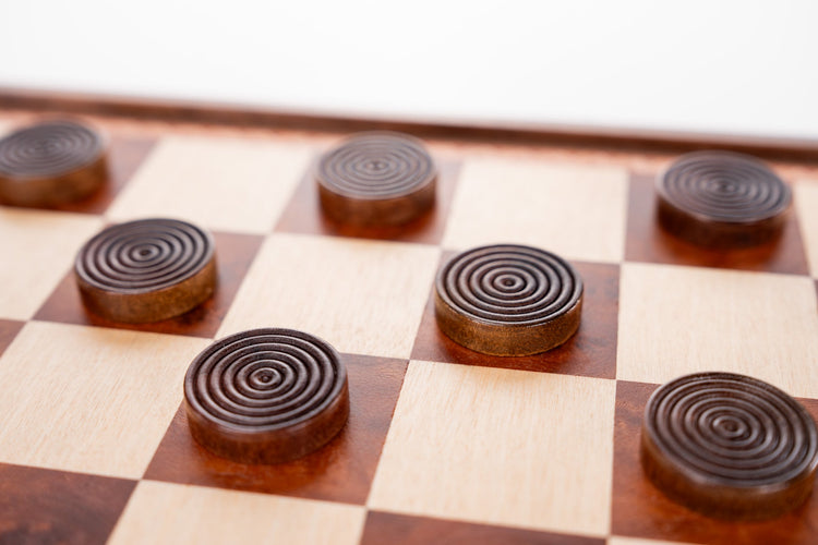 15" Wooden Chess and Checkers Set - Walnut