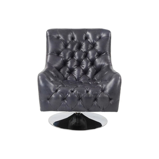 Genuine Leather Swivel Chair and Ottoman Set