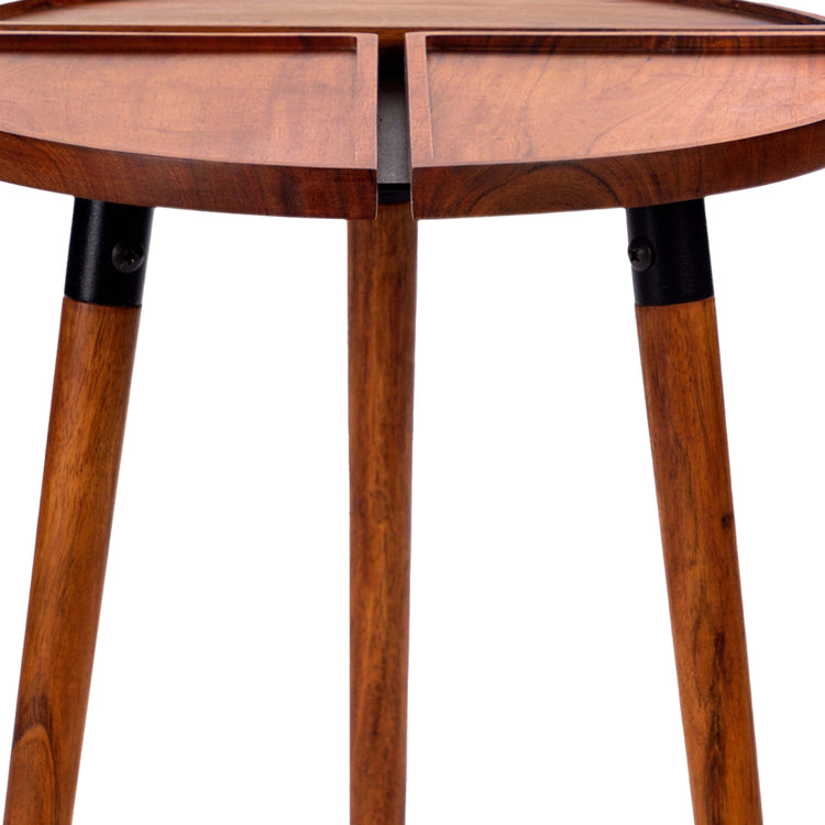 Round Acacia Wood Side Accent Table