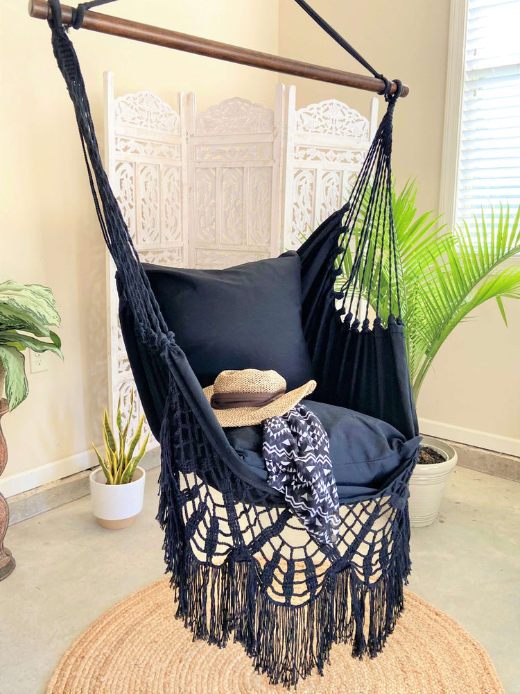 Black Crochet Hammock Chair | NINA BLACK