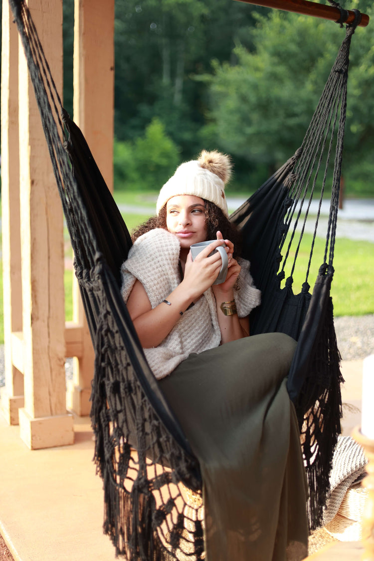 Black Crochet Hammock Chair | NINA BLACK