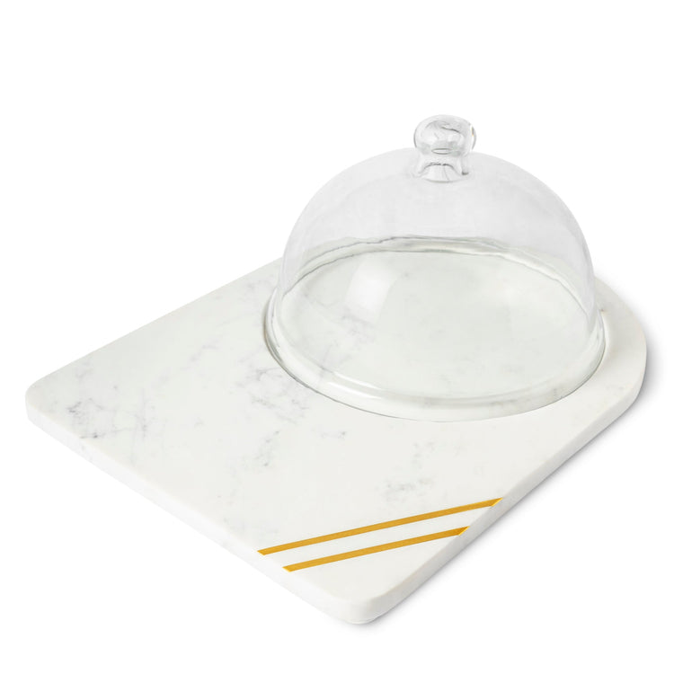 Bavaria Marble Cheese Board with Glass Cloche