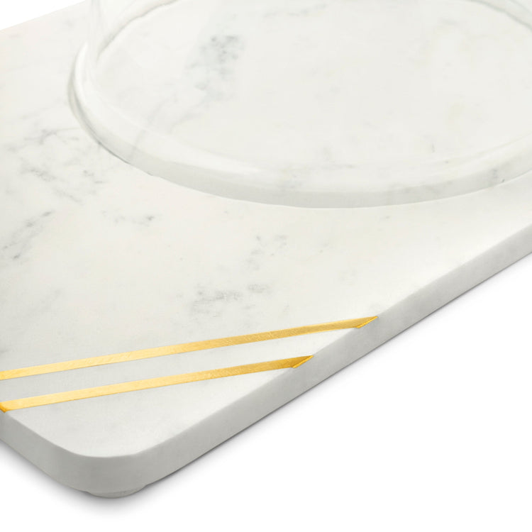 Bavaria Marble Cheese Board with Glass Cloche