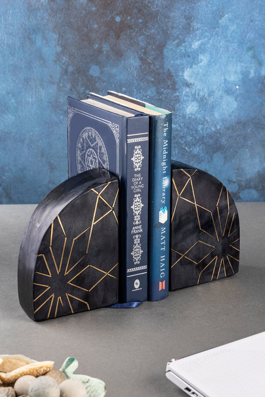 Enchant Black Marble Bookends, Set of