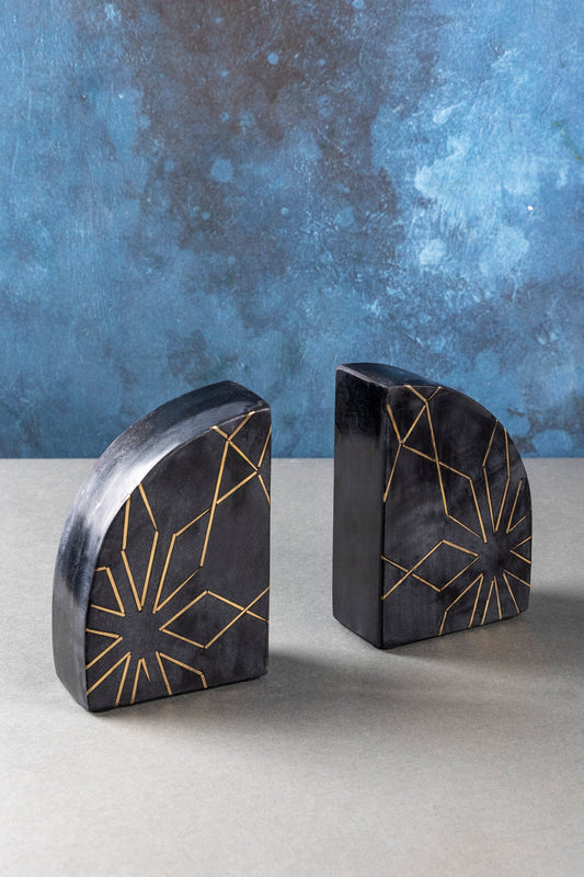 Enchant Black Marble Bookends, Set of