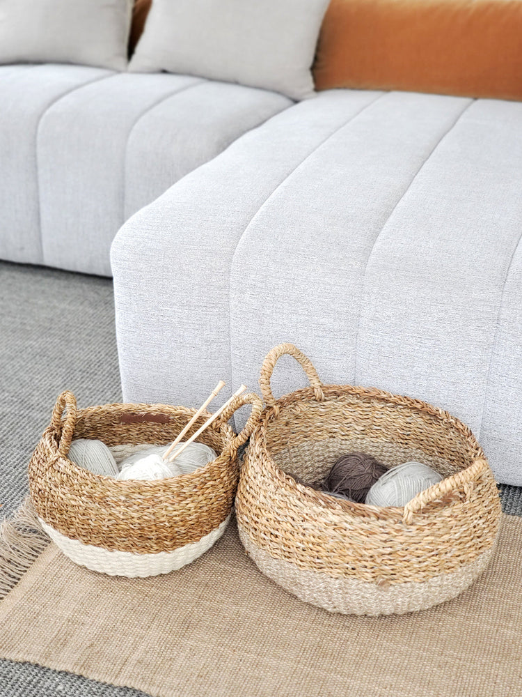 Seagrass & Jute Ula Floor Basket - Natural