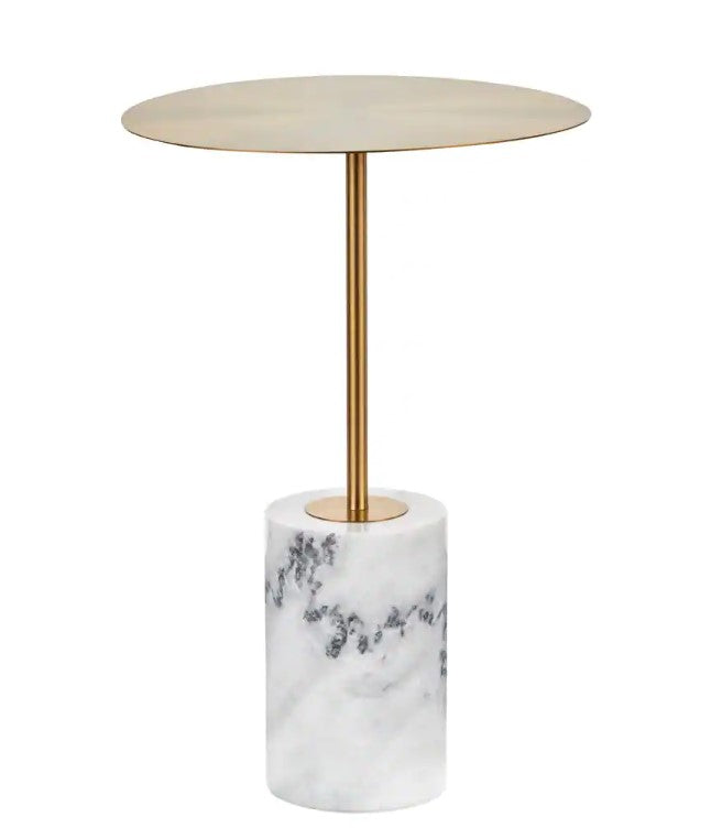 Side Table in Gold and Marble Stone