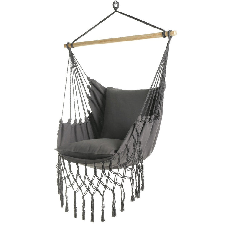 Gray Boho Macrame Hammock Chair Swing | SERENA GRAY