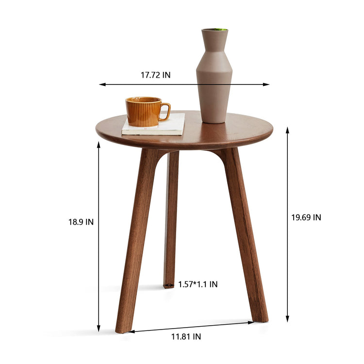 Natural Solid Oak Wood Round End Table