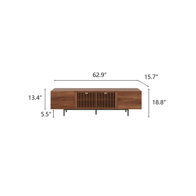 Black and Walnut Wood  Mid-Century TV Stand