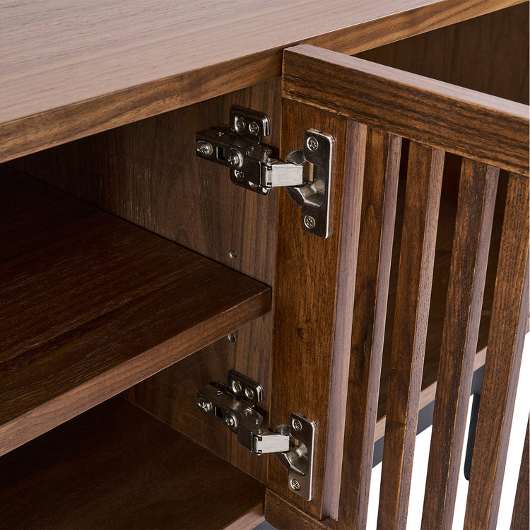 Black and Walnut Wood  Mid-Century TV Stand