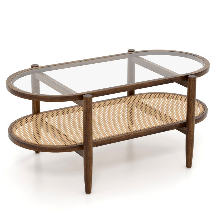 Acacia Wood And Tempered Glass Coffee Table