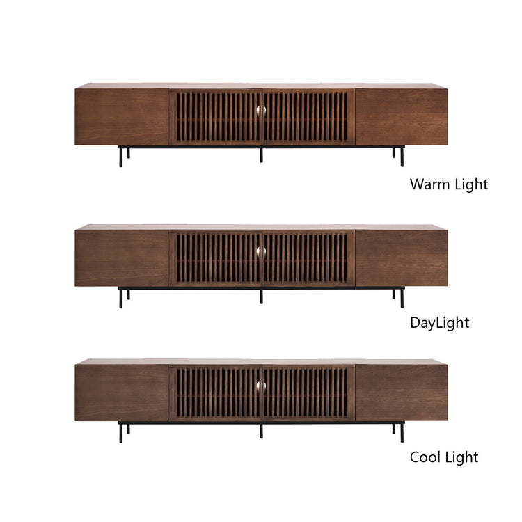 Black and Walnut Wood  Mid-Century TV Stand