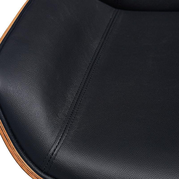 Genuine Leather & Wood Office Chair