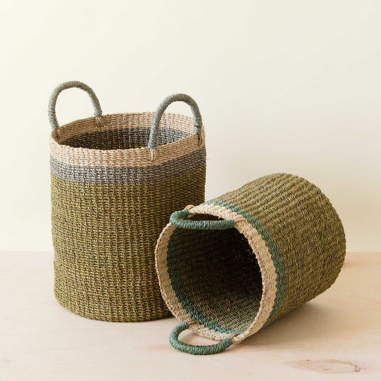 Olive Baskets with Handle, set of 2 - Natural Baskets