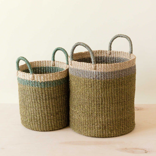 Olive Baskets with Handle, set of 2 - Natural Baskets