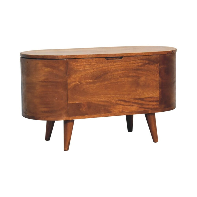 Chestnut Rounded Lid up Storage Table/Box